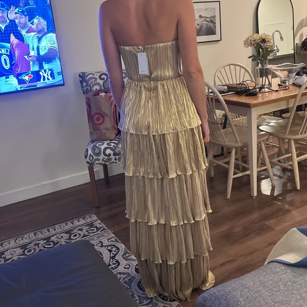 Lovers + Friends Strapless Tiered Maxi Dress in Gold - Picture 4 of 6